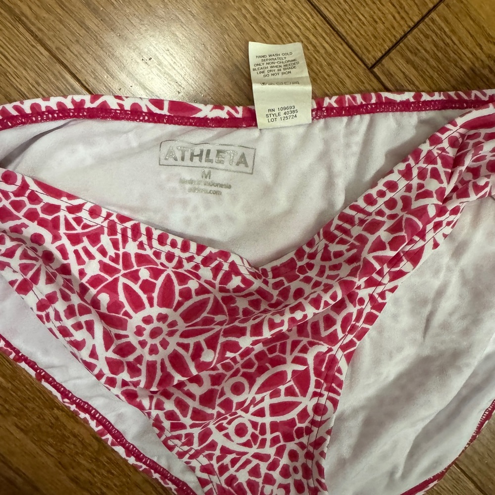 Athleta Pink and White Floral Bikini Top and Bottom - Picture 2 of 7